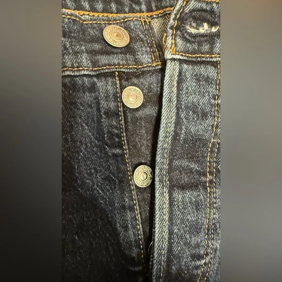 Levi's Women's Wedgie Straight Leg Distressed Jeans - Dark Blue | Sz 29 - Picture 4 of 5